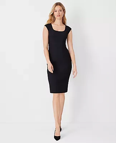 Ann Taylor The Scoop Neck Sheath Dress In Bi-stretch In Black