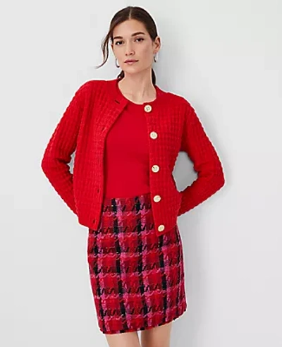 Ann Taylor Geo Stitch Sweater Jacket In Jubilee