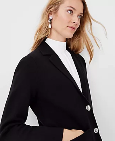 Ann Taylor Petite Jeweled Button Sweater Blazer In Black