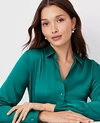 Ann Taylor Petite Essential Shirt In Green Marais