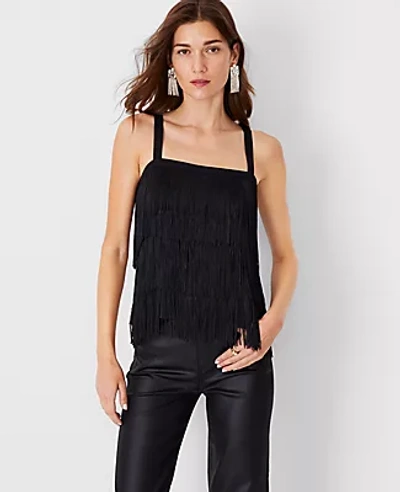 Ann Taylor Tiered Fringe Tank Top In Black | ModeSens