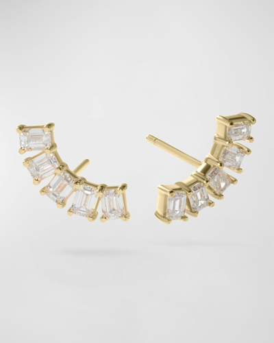 Lana 14k Curved Emerald-cut Diamond Stud Earrings In Yellow