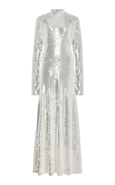 Rotate Birger Christensen Sequins Maxi Dress In White