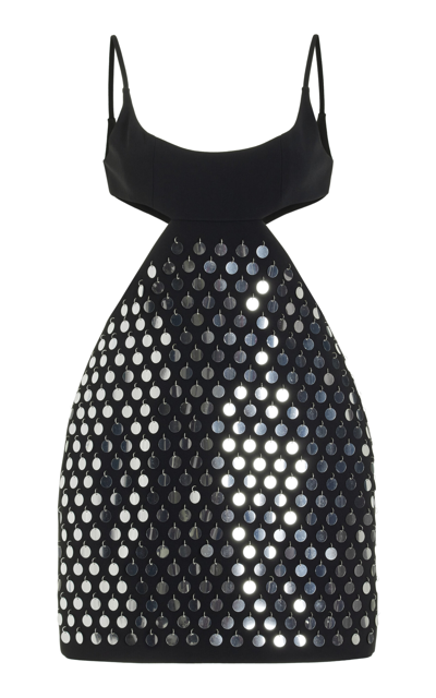 David Koma Mirror Sequined Cutout Mini Dress In Black