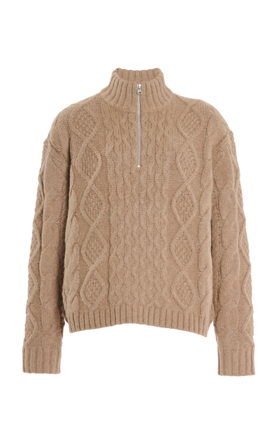 Jenni Kayne Half-zip Cable-knit Alpaca-wool Sweater In Neutral