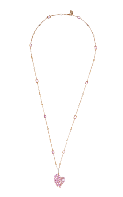 Piranesi 18k Rose Gold Pink Sapphire; Diamond Pendant Necklace