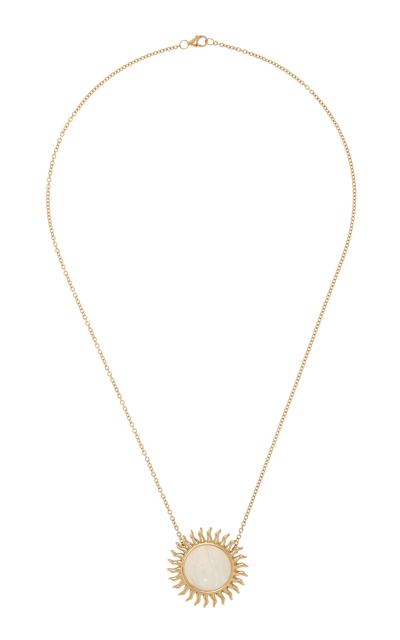 Haute Victoire 18k Yellow Gold Petit Mother Of Pearl Solar Necklace In White