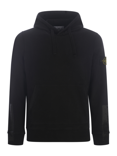 Stone Island Hooded Sweatshirt  In Nero