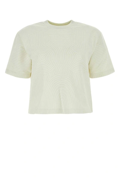 Off-white Embossed-pattern Cotton T-shirt In Cream