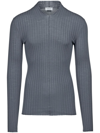 Ferragamo V-neck Ribbed-knit Jumper In Grey