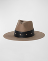 Janessa Leone Bennett Structured Wool Fedora In Clay