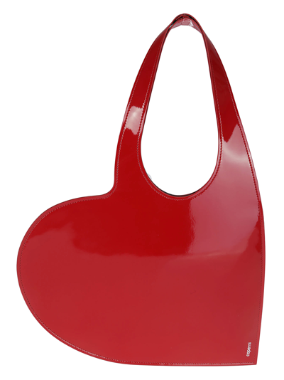 Coperni Mini Heart Patent Leather Tote Bag In Red