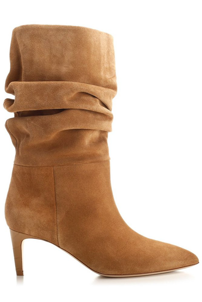 Paris Texas Slouchy Pointed Toe Ankle Boots In Brown