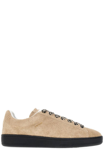 Lanvin Lite Curb Suede Trainers In Brown
