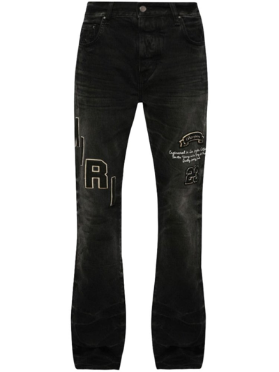 Amiri Logo-patch Distressed Jeans In Black