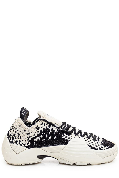 Lanvin Sneaker Flash Knit In Ecru/black