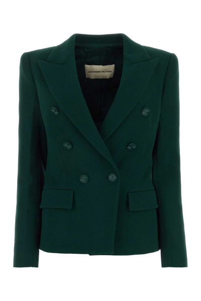 Alexandre Vauthier Double Breast Velvet Blazer Jacket In Green