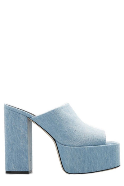 Paris Texas Sasha 140mm Denim Platform Mules In Blue