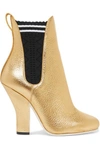 FENDI METALLIC TEXTURED-LEATHER ANKLE BOOTS