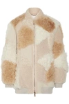 CHLOÉ OVERSIZED LEATHER-TRIMMED SHEARLING AND ALPACA COAT