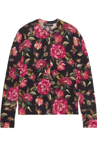 Dolce & Gabbana Floral-printed Cashmere Cardigan In Rose Fdo. Eero