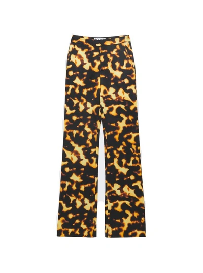 Loewe Tortoiseshell Print Bootleg Trousers In Brown