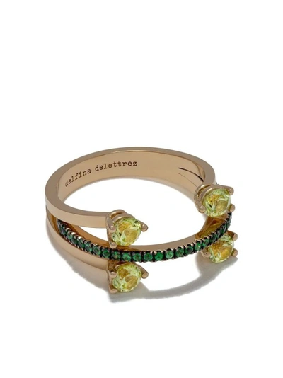 Delfina Delettrez 18kt Yellow Gold Linked Dots 18kt Yellow Gold Peridot And Tsavorite Ring In Not Applicable