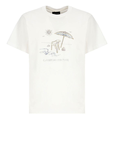 Botter Rhinestone-embellished Graphic-print T-shirt In Bianco