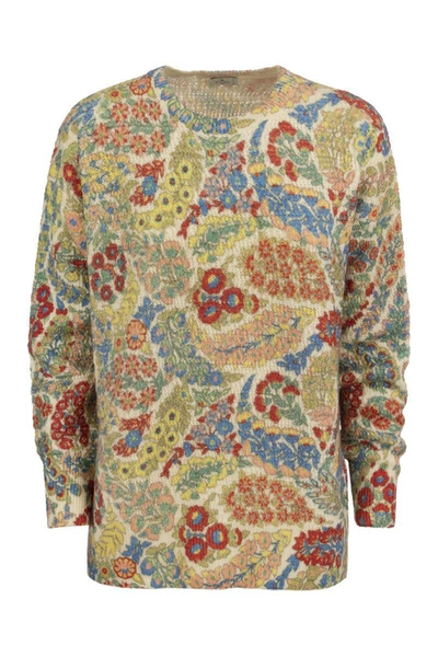 Etro Wool And Alpaca Jumper With Print In Multicolor