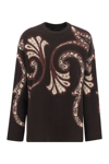 ETRO ETRO WOOL SWEATER WITH FOLIAGE PRINT