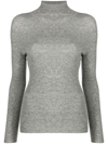 Fabiana Filippi Ribbed Roll-neck Knit Top In Gray