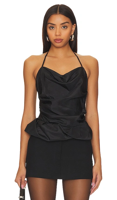 Simkhai Hailee Draped Halter Top In Black