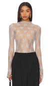 Free People Lady Lux Mesh Layering Top In Ivory-white In Grey