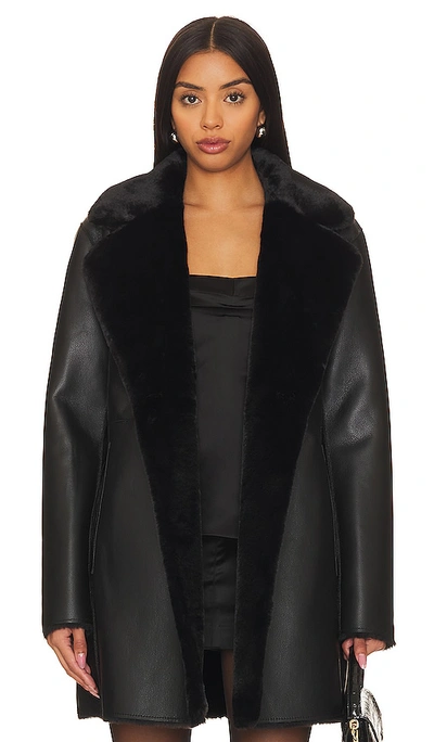 Generation Love Megan Reversible Faux Fur Coat In Black