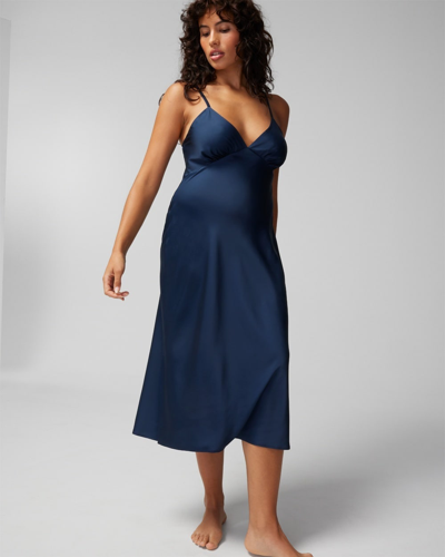 Soma Women's Satin Gown In Navy Blue Size Xs |  In Nightfall Navy Blue