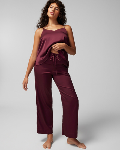 Soma Women's Satin Wide-leg Pajama Pants In Red Size Medium |  Luxury Pajamas In Maroon
