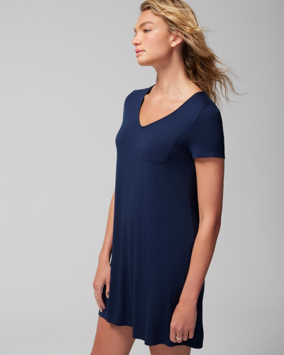 Soma Women's Cool Nights Short Sleeve Night Gown In Navy Blue Size Medium |  In Nightfall Navy Blue