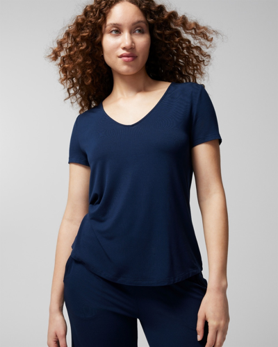 Soma Women's Cool Nights Short Sleeve Pajama T-shirt In Navy Blue Size Xl |  In Nightfall Navy Blue