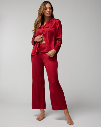 Soma Women's Satin Wide-leg Pajama Pants In Red Size Medium |