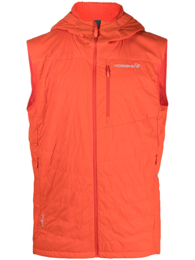 Norrøna Lyngen Alpha 90 Hooded Gilet In Orange