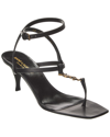 Saint Laurent Cassandra Sandals In Smooth Leather With Gold Monogram In Black