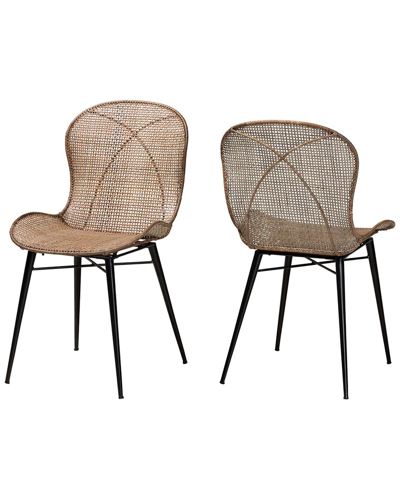 Baxton Studio Set Of 2 Sabelle Japandi Rattan Dining Chairs
