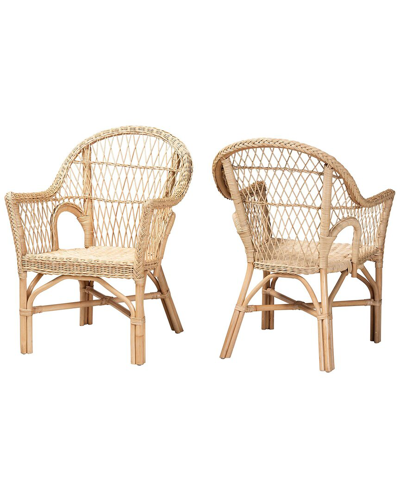 Baxton Studio Set Of 2 Zara Modern Bohemian Rattan Accent Chairs