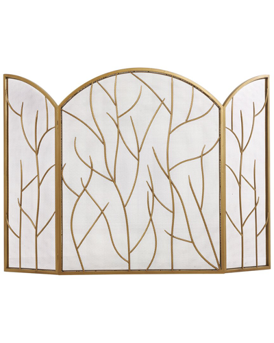 Peyton Lane Tree Arched 3-panel Fireplace Screen In Gold