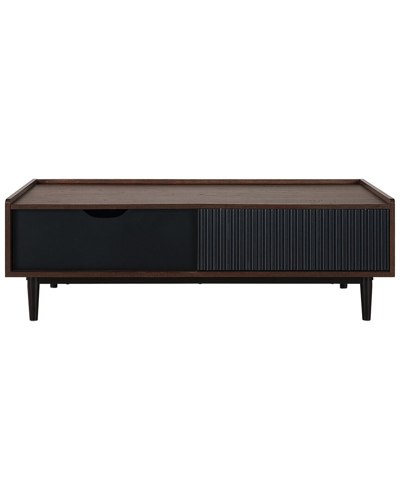 Manhattan Comfort Duane Coffee Table In Dark Brown And Black