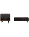 Manhattan Comfort Duane 2-piece Medium Density Fibreboard Ribbed End Table And Coffee Table Set