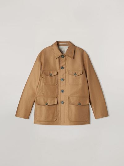 Pre-owned Marni New Military Utilitarian Jacket Structured Safari Coach In Camel Brown