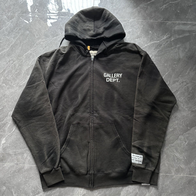 Pre-owned Gallery Dept. . Sun Faded Zip Up Hoodie In Black | ModeSens