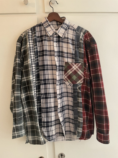 Pre-owned Needles Rebuild Flannel In White