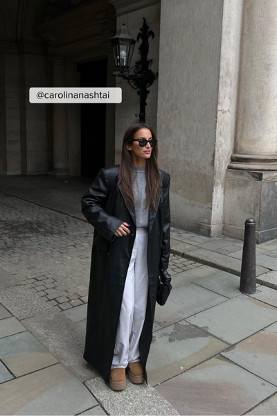 Na-kd Oversized Pu Trench Coat In Black ModeSens